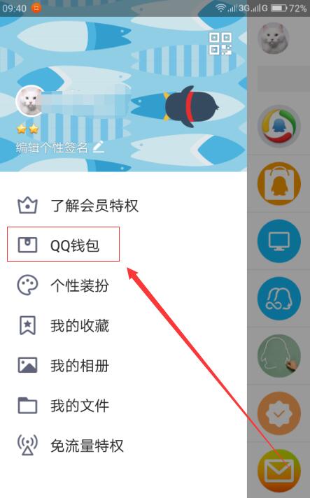 手机QQ中找到钱包积分位置的具体操作步骤